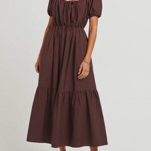 Matteau tiered cotton midi dress - tan